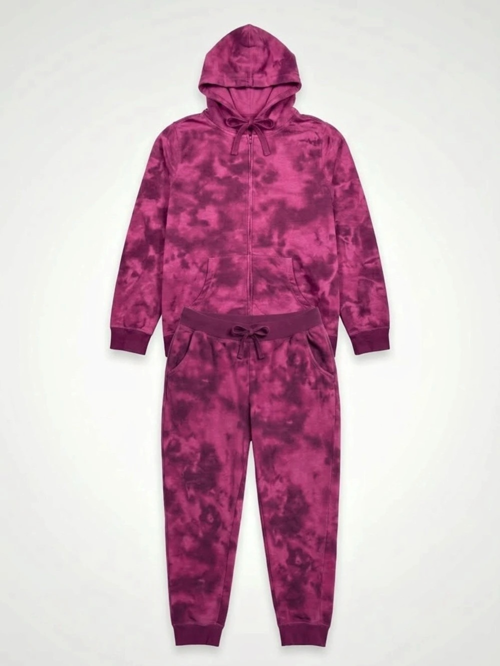 Magenta Fuchsia Tie Dye Hoodie Jogger Sweatpants Set Plus Size 2X Streetwear Y2K